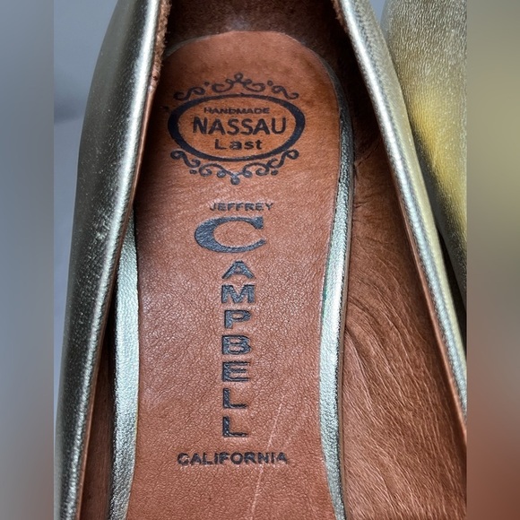 Jeffrey Campbell Adelaide Gold Leather Platform Wedge Heels - Size 7.5 - Picture 7 of 8